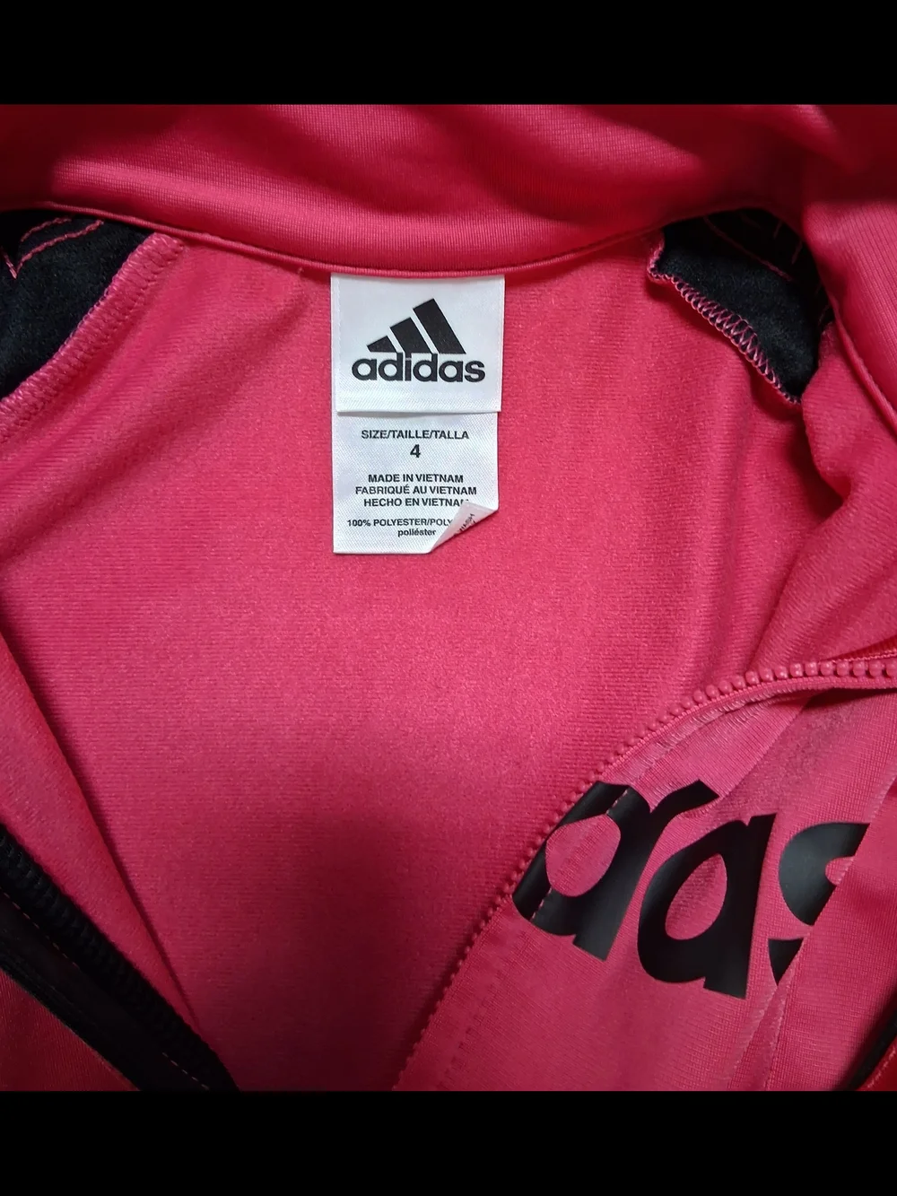 adidas Pink and Black Kids Track Jacket